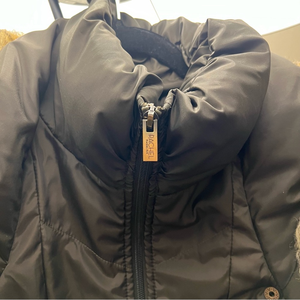 Rachel Roy Olive Green Winter Puffer Coat with fur hood size Large - Picture 2 of 6